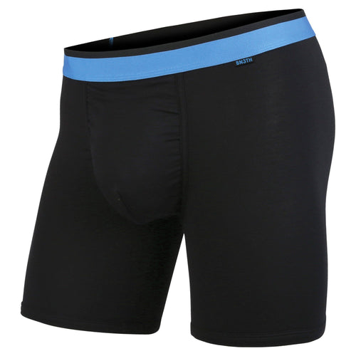 men's classic boxer briefs in black/blue by BN3TH with 3D supporting pouch, front.