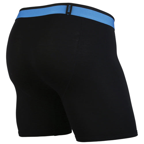 men's classic boxer briefs in black/blue by BN3TH with 3D supporting pouch, front.