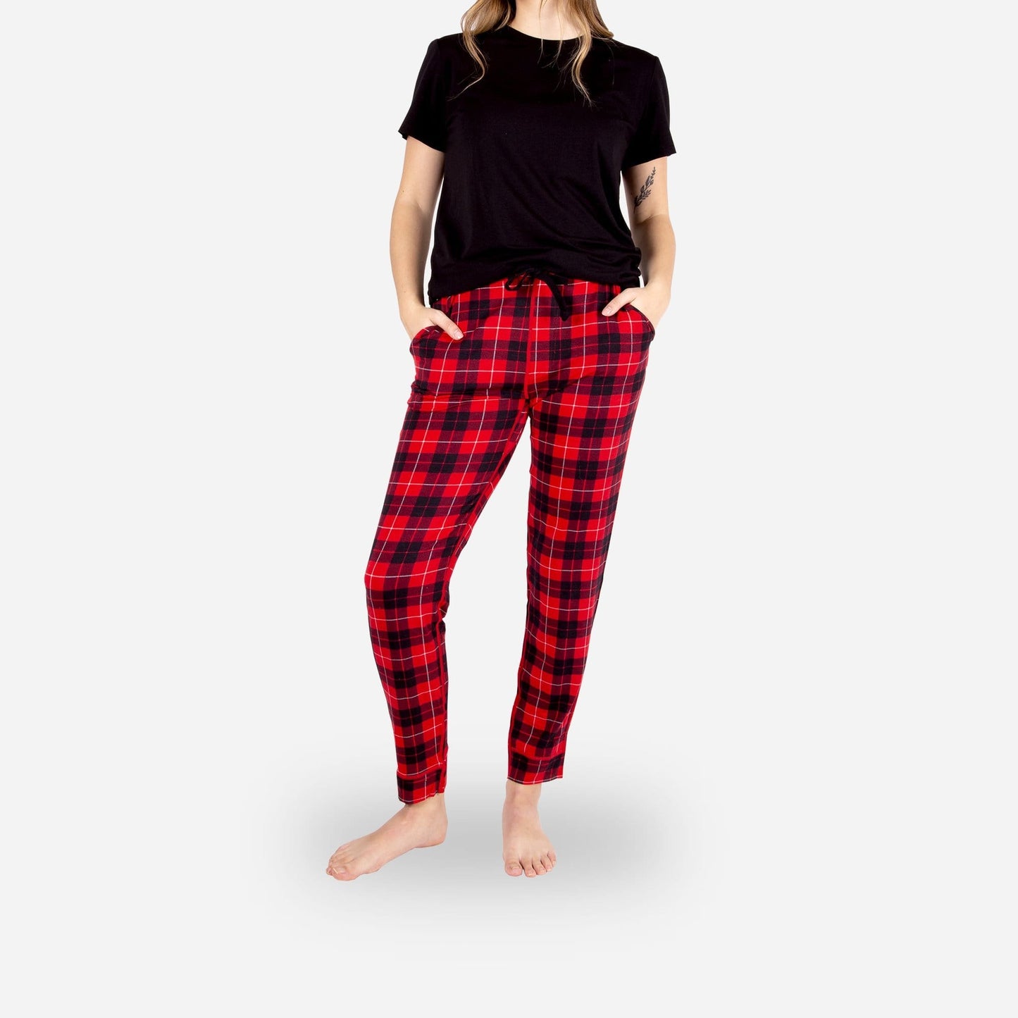 PJ LONG LOUNGE PANTS : FIRESIDE PLAID RED