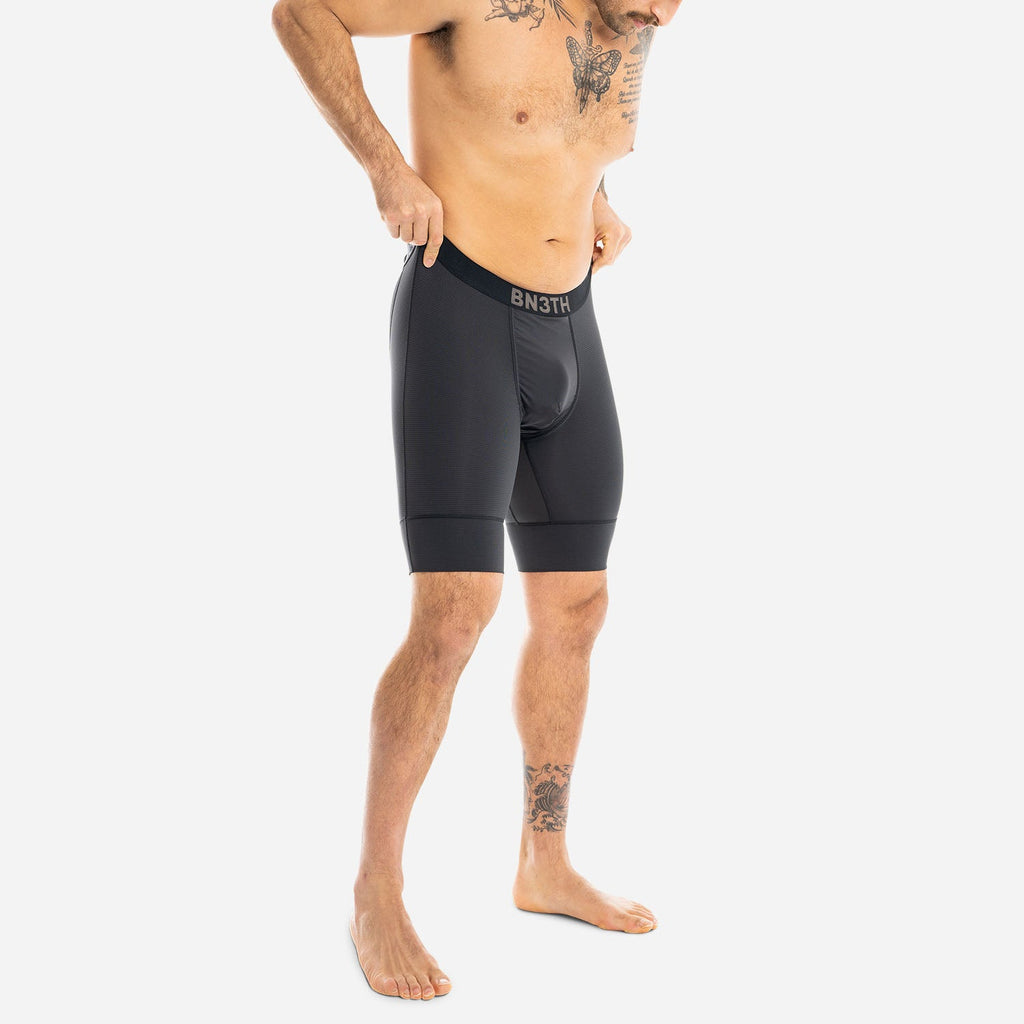BN3TH Mens Underwear North Shore Chamois Bike Liner Short in Black Front View